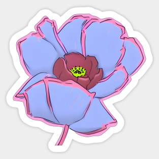 Retro Digital Colored Poppy Flower Illustration (MD23Mrl002) Sticker